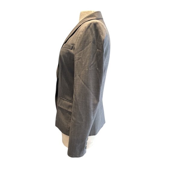 Theory Women’s Gray Wool Stretch Blazer Size 10 — Tailored One-Button Jacket — P - Picture 4 of 11